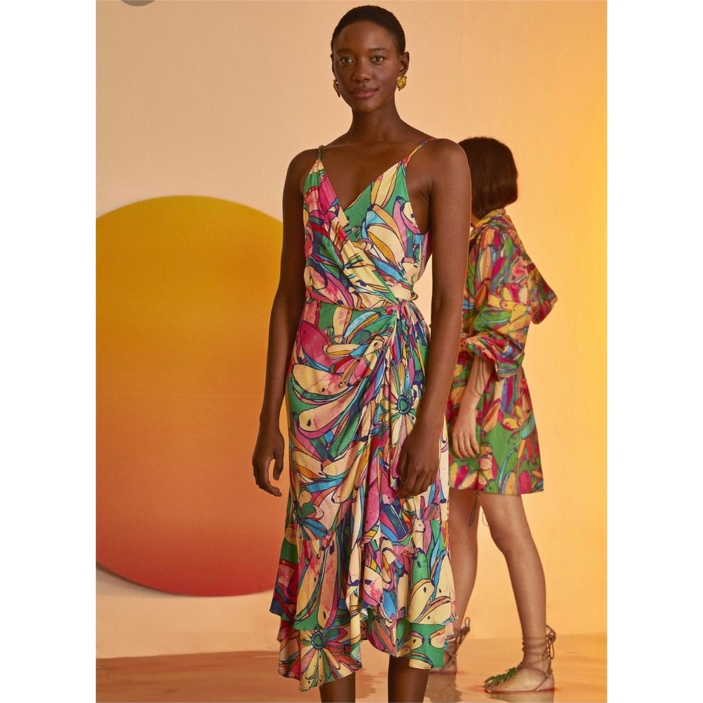 Farm Rio Rainbow Banana Midi Dress